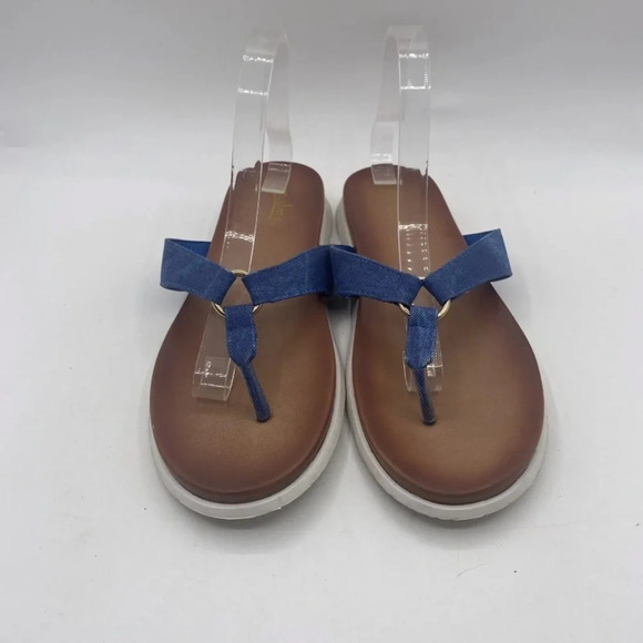 Palms‎ Women's Blue Denim Padded Thong Flip Flop Sandals Size 11 (35) - Picture 3 of 7